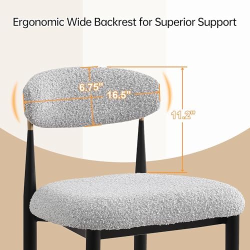Morden Fort Counter Height Bar Stools Set of 4 with Backs, Grey Boucle