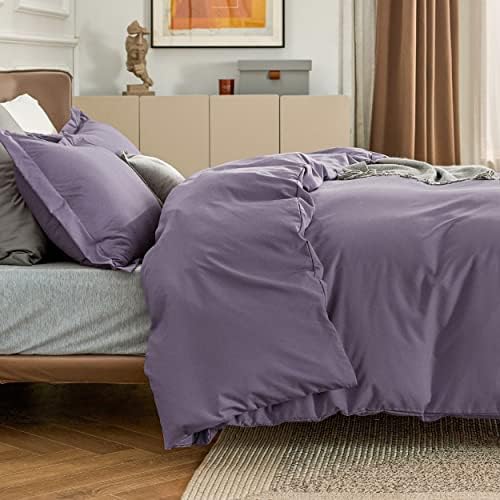 Bedsure Duvet Cover King Size, Double Brushed Bedding Set, Dusty Purple