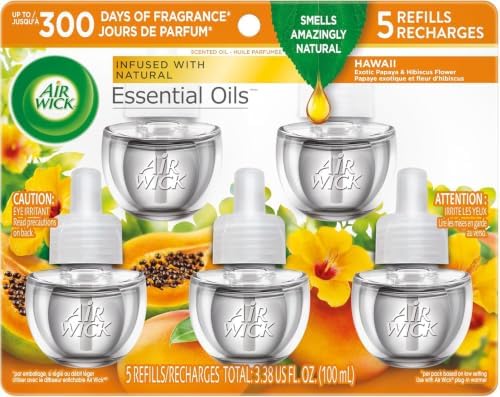 Air Wick Scented Oil Refills, Hawaii Exotic Papaya & Hibiscus Flower, 5ct