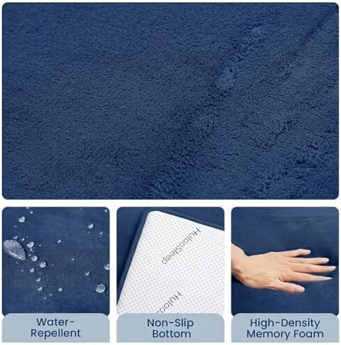 Baby Play Mat for Floor,1.3" Thick Elasti-Foam Large 59"×71" Playpen Mat,Non-Toxic Certified Water-Repellent Coral Velvet, Non-Slip Safe Crawling Mat for Tummy Time, Toddler & Infant(Dark Blue)