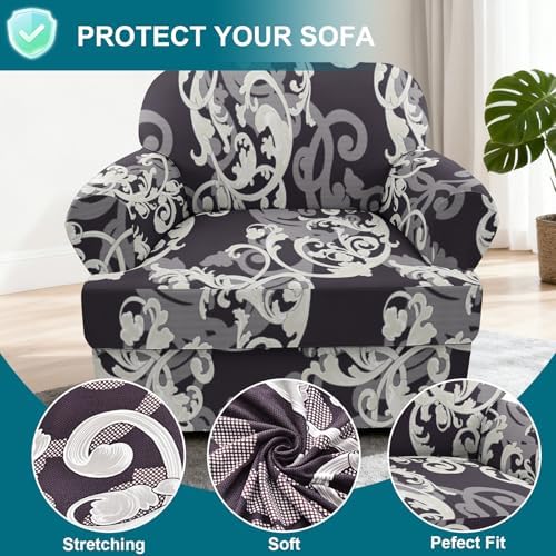 NILUOH 2-Piece T-Cushion Armchair Slipcover, Stretch Chair Cover with Separate Seat Cushion Cover, Soft Washable Furniture Protector for Living Room