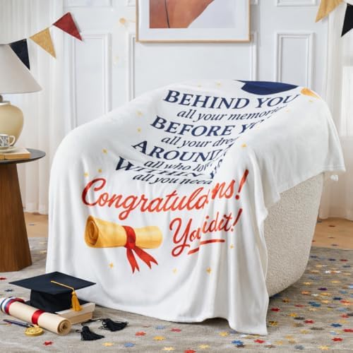 Graduation Gifts Blanket Class of 2026 – Inspirational Throw Blanket 50x60 Inch, Meaningful Graduation Gift for Him Her, Soft Cozy Plush Blanket for College High School Graduate