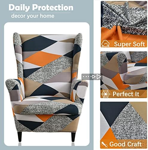 Wing Chair Slipcover, 2-Piece Printed Wingback Chair Cover