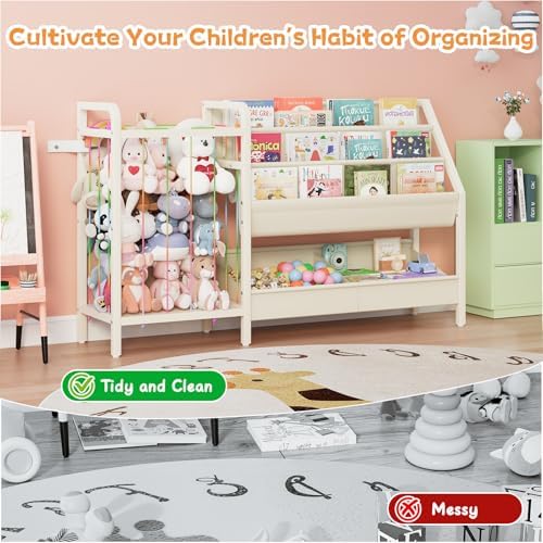 B5 Kids Bookshelf and Toy Storage, Book Shelf for Kids Rooms White