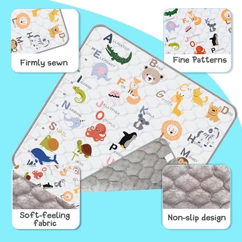Baby Play Mat, Thick & Soft 50" X 50" Playpen mat (Animal Alphabet-A)