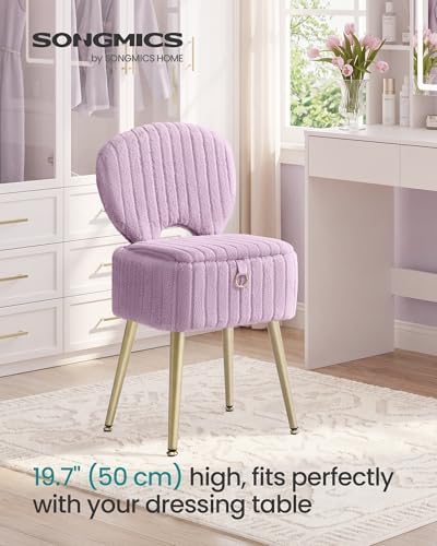 SONGMICS Vanity Chair, Makeup Stool with Folding Backrest