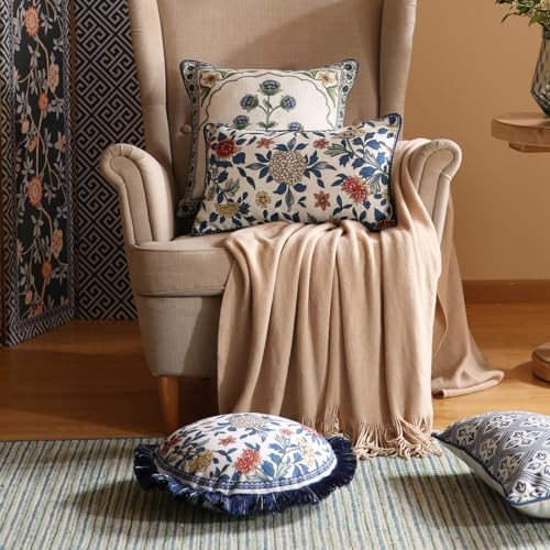 patdrea Designer French Vintage Floral Throw Pillow Cover,12"x20"