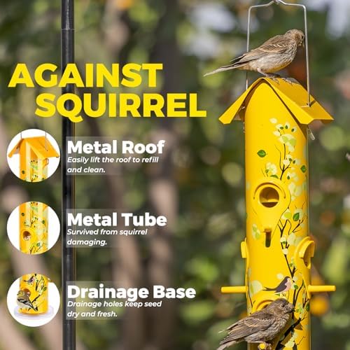 Kingsyard Metal Bird Feeders for Outdoors Hanging, Tube Bird Feeder