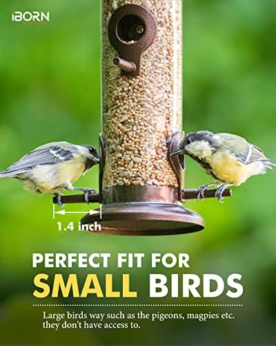 iBorn Bird Feeders for Outdoors 14" 6 Ports Chew-Resistant, Coffee, 1PK