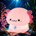 Fuloon Axolotl Night Light, 3-Level Dimming Silicone Touch Lamp with Rechargeable Battery & 30-Min Auto Timer, Cute Squishy Unicorn Whale Desk Decor, Funny White Elephant Gift for Adults Teens Kids