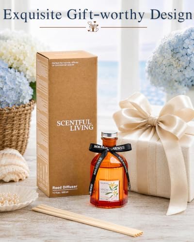 M&SENSE Reed Diffuser, Madagascar Vanilla, 7.7 oz Natural Essential Oil