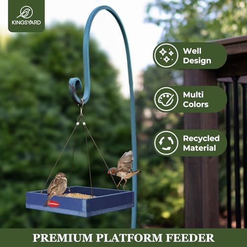 Kingsyard Platform Bird Feeder for Outdoors, Hanging Feeding Tray