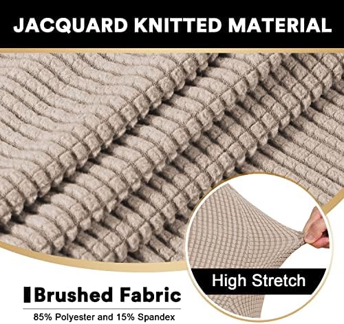 PrinceDeco T Cushion Loveseat Slipcover 3 Pieces Sofa Covers for T Cushion Sofa Stretch Slip Covers for 2 Cushion Couch with 2 Individual T Shape Seat Covers Width Up to 76" - Washable, Sand
