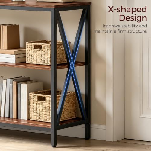 MAHANCRIS 31.5" Sofa Table, Industrial Console Table, 3-Tier Entryway Table