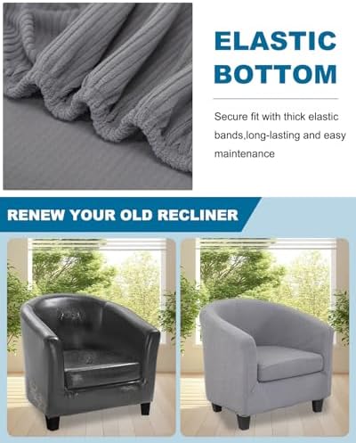 NILUOH 2 Piece Tub Chair Covers with Cushion Cover Soft Stretch Club Chair Slipcover Furniture Protector with Elastic Bottom Spandex Couch Covers for Bar Counter Living Room