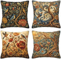 Bird Print Decorative Throw Pillow Covers 18x18 Inch Set of 4