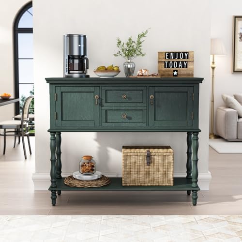 ARTPOWER Console Table with 2 Drawers, Retro Entryway Table with 2 Door