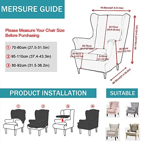NILUOH Wingback Chair Covers 2-Piece, Armchair Slipcovers for Living Room