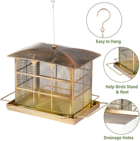 Large Bird Feeder, 9.5LB Seed Capacity Bird Feeders for Outdoors Hanging