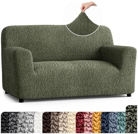PAULATO Premium Stretch Couch Covers for Sofa - Sofa Chair Cover Washable, Dogs & Pets Friendly - Elastic Polyester Loveseat Slipcovers - Non-Slip Love Seat Couch Covers - Moss Green (40"-63" Wide)
