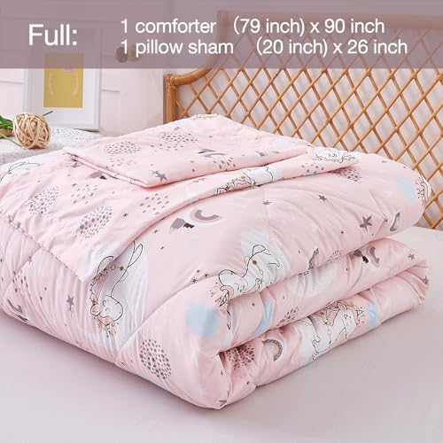 JSD Pink Unicorn Kids Comforter Set Full Size