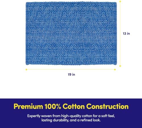 Sweet Home Collection 100% Cotton Placemats for Dining Room Rectangle Two Tone Woven Fabric 13" x 19" Soft Durable Table Mat Set, Set of 4, Dark Blue