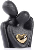 Mini Couple Statue, Ceramic Figurine for Shelf Decor, 3.15" Black