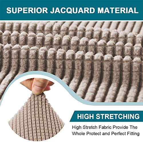 Turquoize 4 Piece T Cushion Sofa Slipcovers Stretch Couch Cover Furniture Covers with 3 Individual T Cushion Covers, Machine Washable (3 Cushion Sofa, Sand)