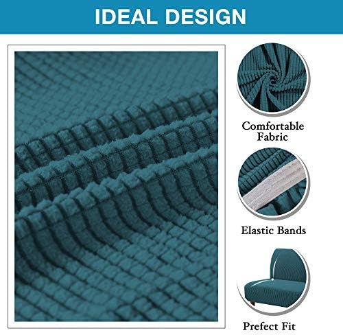 Flamingo P Stretch Armless Futon Covers Full Queen Futon Couch Covers Slipcover Futon Sofa Cover Futon Bed Cover Furniture Protector Covers with Elastic Bottom, Soft Thick Jacquard Washable, Deep Teal