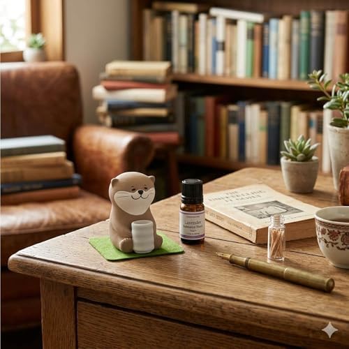 Passive Stone Diffuser, Cute Animal Series Aromatherapy Oil Diffuser for Tabletop Decor (1, Leisurely Otter)