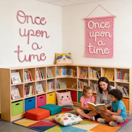 Once Upon A Time Sign Nursery Wall Decor Reading Knitted Wire Word Sign