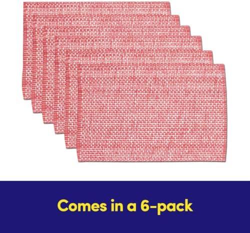 Sweet Home Collection 100% Cotton Placemats for Dining Room Rectangle Two Tone Woven Fabric 13" x 19" Soft Durable Table Mat Set, Set of 6, Pink