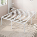 Allewie Queen Bed Frame, 18 Inch Metal Beds with Storage Space, White
