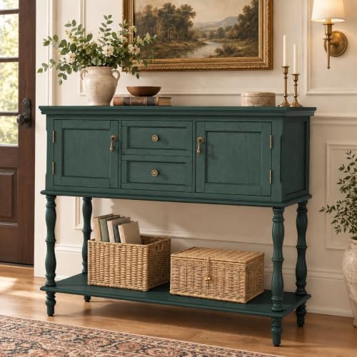 ARTPOWER Console Table with 2 Drawers, Retro Entryway Table with 2 Door