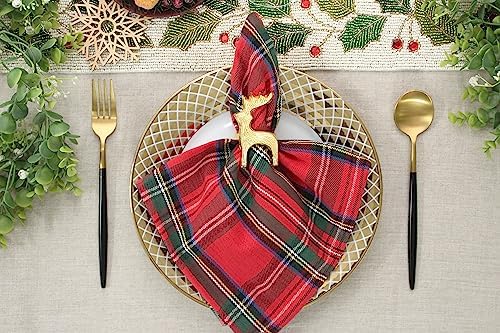 COTTON CRAFT Christmas Napkin Rings - 8 Pack Metal Reindeer Napkin Ring