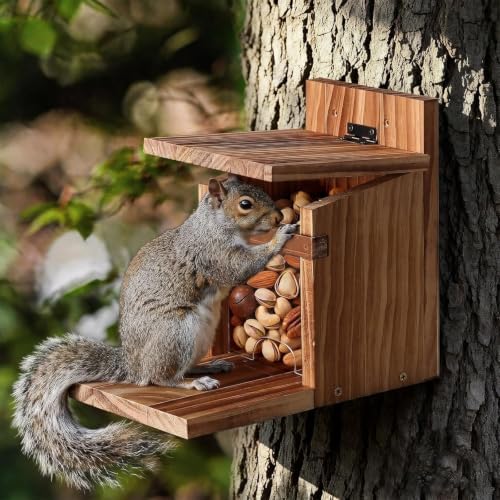 Squirrel Feeders for Outside, Squirrel House for Outdoor - Squirrel Food for Backyard, Chipmunk Feeder, Squirrels Hold Corn & Corn Cob & Peanuts (Brown)