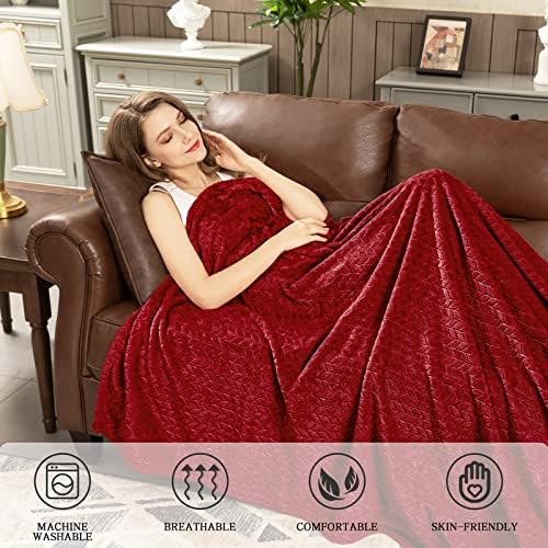 inhand Fleece Throw Blanket, Super Soft Fuzzy Blanket for Couch Sofa Bed Office, Cozy Plush Fleece Blanket Throw Size, Washable Lightweight Flannel Blankets Throw for All Season(50”x60”,Burgundy)