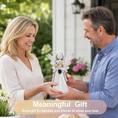 Goodeco Solar Angel Statue with Bouquet LED Light Garden Decor