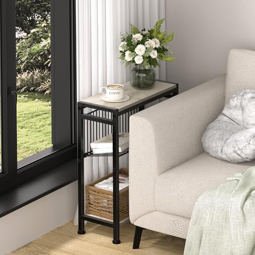 Narrow Side Table, 3-Tier End Table, Small Nightstand
