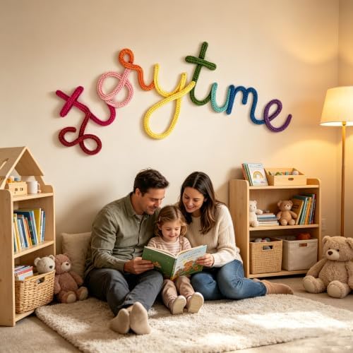 Handmade Storytime Wall Sign-Knitted Wire Storytime Sign Reading Corner Sign Decor story time wall sign wire Letters Book Corner Decor for Kids Room Nursery & Playroom (purple)