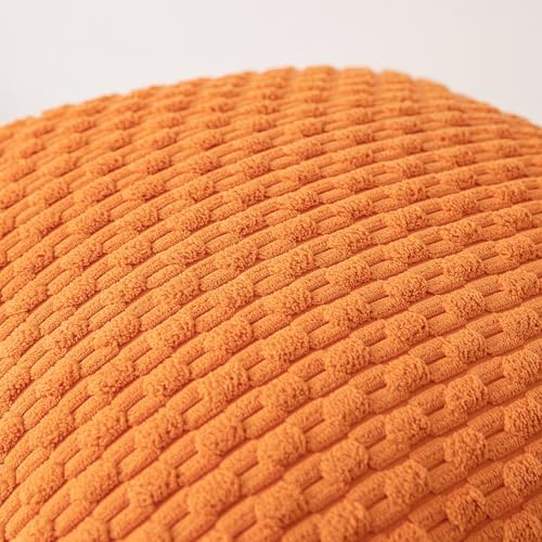 Kevin Textile Soft Corduroy 28x28 Inch Pillow Covers 2 Pack, Orange