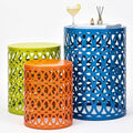 Metal Side Table Set of 3, Modern Geometric Cut-Out Design