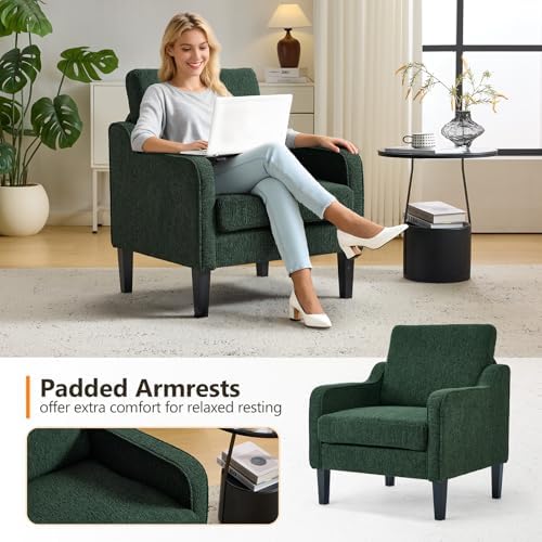 VINGLI Accent Chairs Set of 2, Chenille Upholstered Armchair Living Room