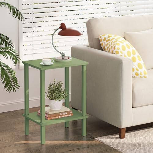 TUTOTAK End Table, Side Table, Nightstand, 2-Tier Storage Shelf