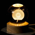 Dandelion 3D Dandelions Engraved Pattern with Wooden Lighted Base, LED Wooden Base Lamp with Switch, for Mom, Teacher, Christmas, Birthday, Valentine's Day