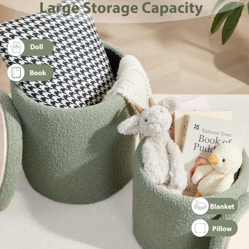 Royal Windsor Round Ottoman with Storage Set of 2, Storage Vanity Stool