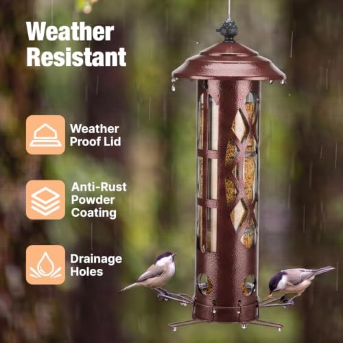 Veehoo Squirrel Proof Bird Feeders for Outdoors Hanging, Holds Up to 3.5 lb
