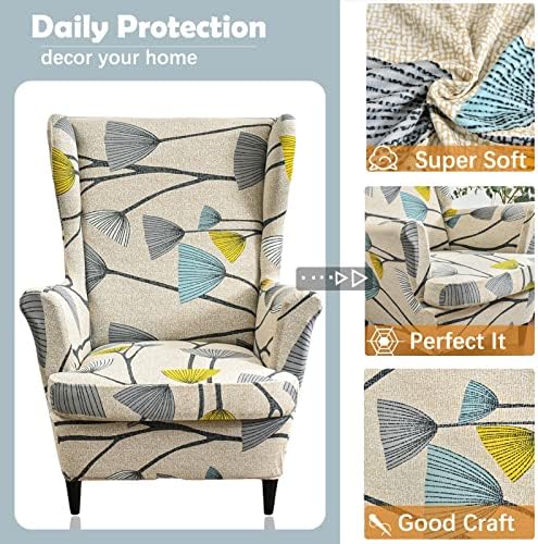 Wing Chair Slipcover, 2-Piece Printed Wingback Chair Cover
