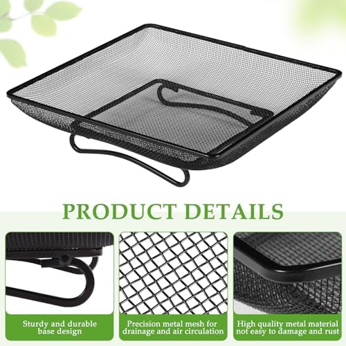 MIXXIDEA Ground Bird Feeder Tray 11x11 Inches, Metal Platform Mesh Seed Tray for Bird Feeders, Great Attracting Garden Yard Decoration for Wild Birds Squirrels Dove,1 Pack