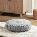 Intelligent Design Round Chenille Tufted Floor Pillow Dia 22"x6" Grey